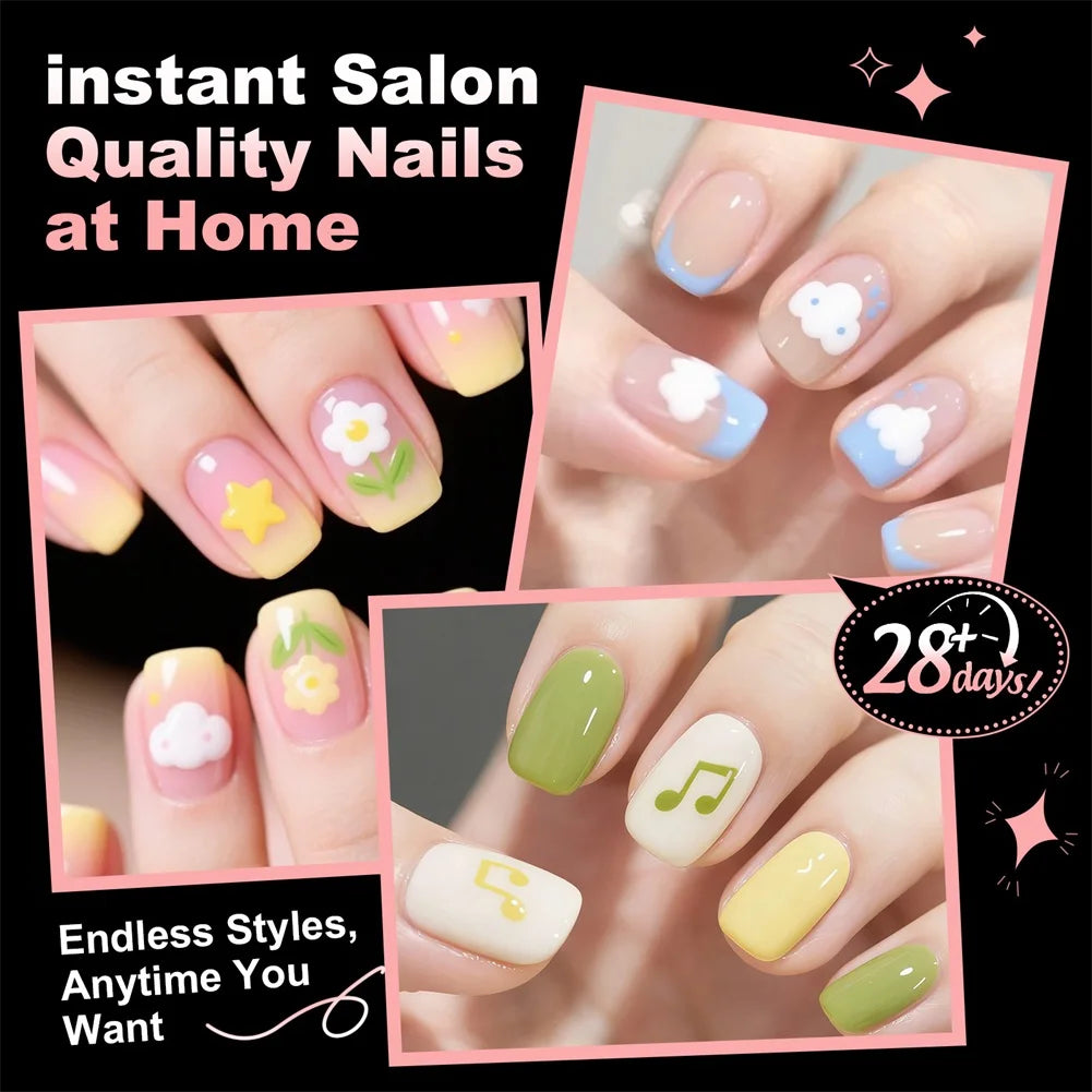 Kids Press-On Nails Kit – Clear Full Cover Fake Nail Tips