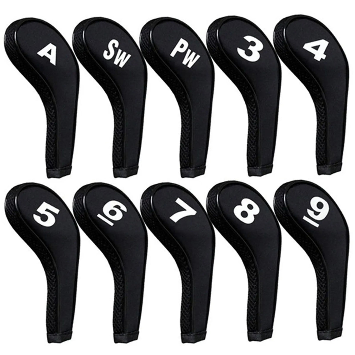 Golf Iron Head Covers 12-Pack Zippered Neoprene Club Protectors