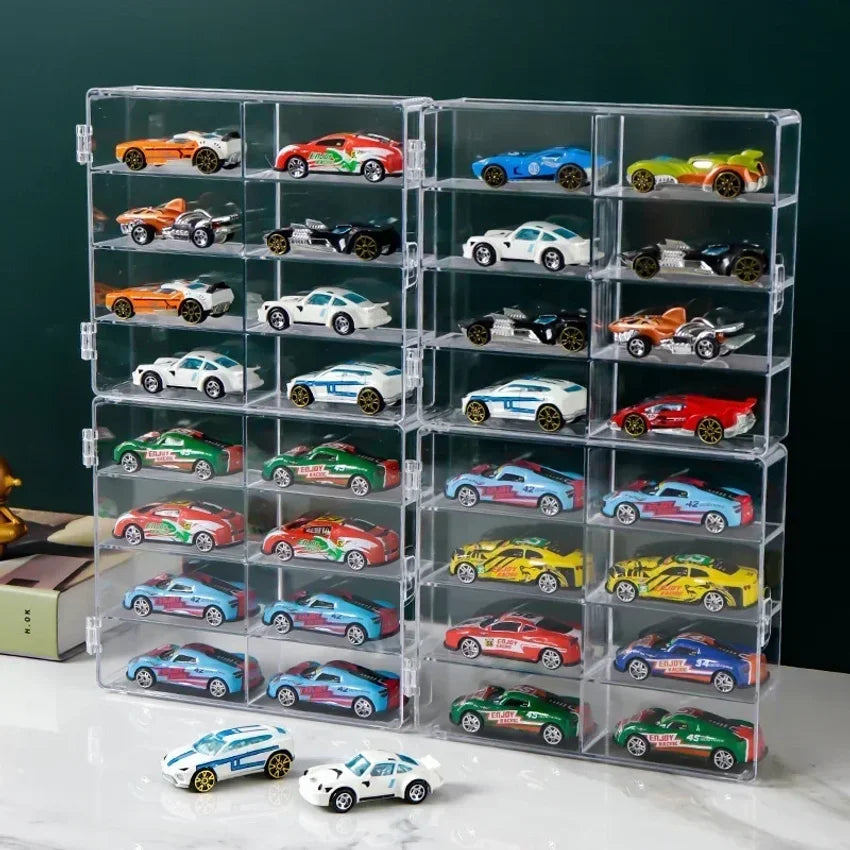 1:64 Car Model Display Box – 8-Grid Acrylic Stackable Case