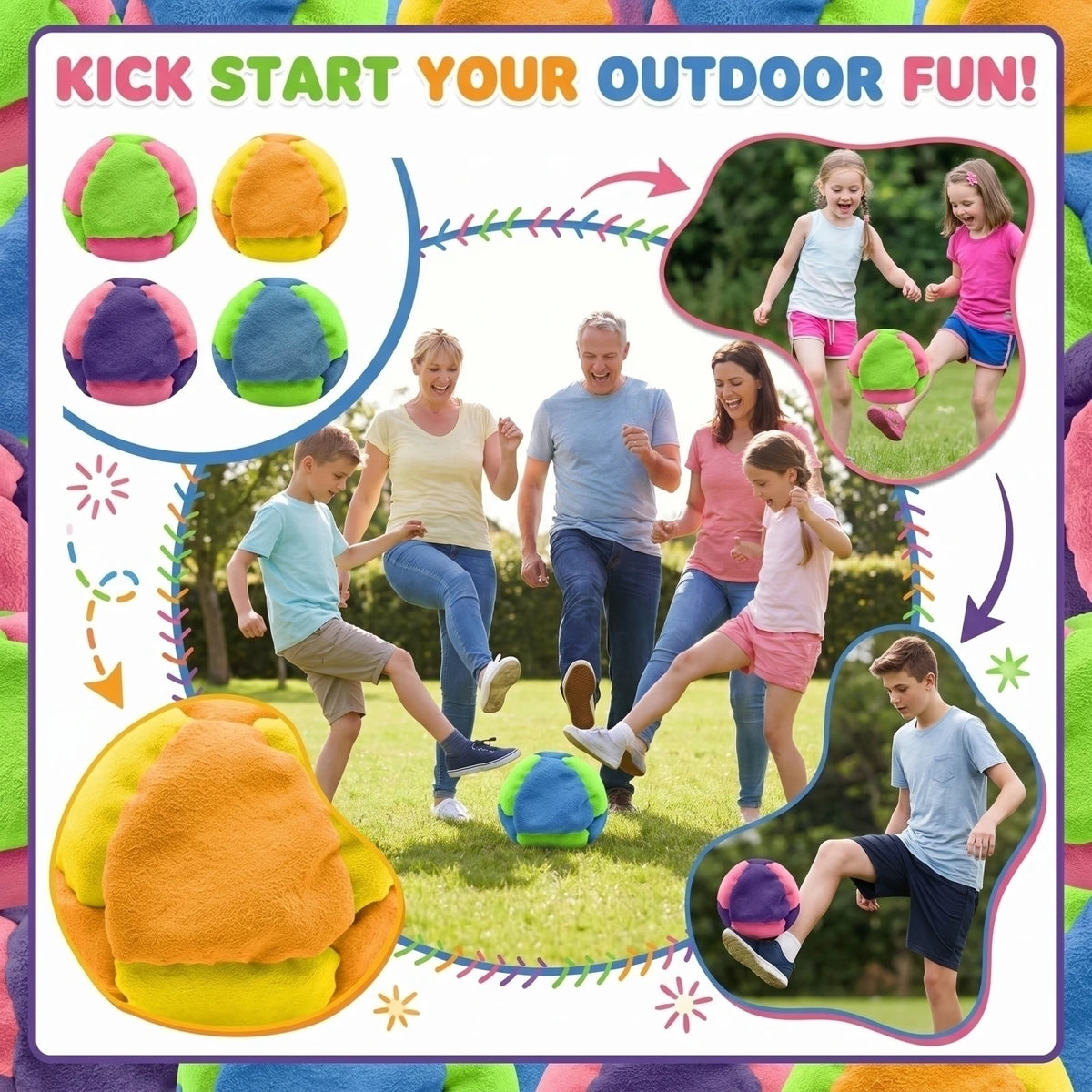 Colorful Linen Footbag Kicking Ball – Outdoor Toy for Kids & Adults