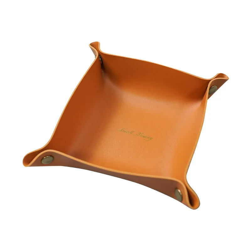Nordic Leather Folding Storage Tray – Desk & Jewelry Organizer