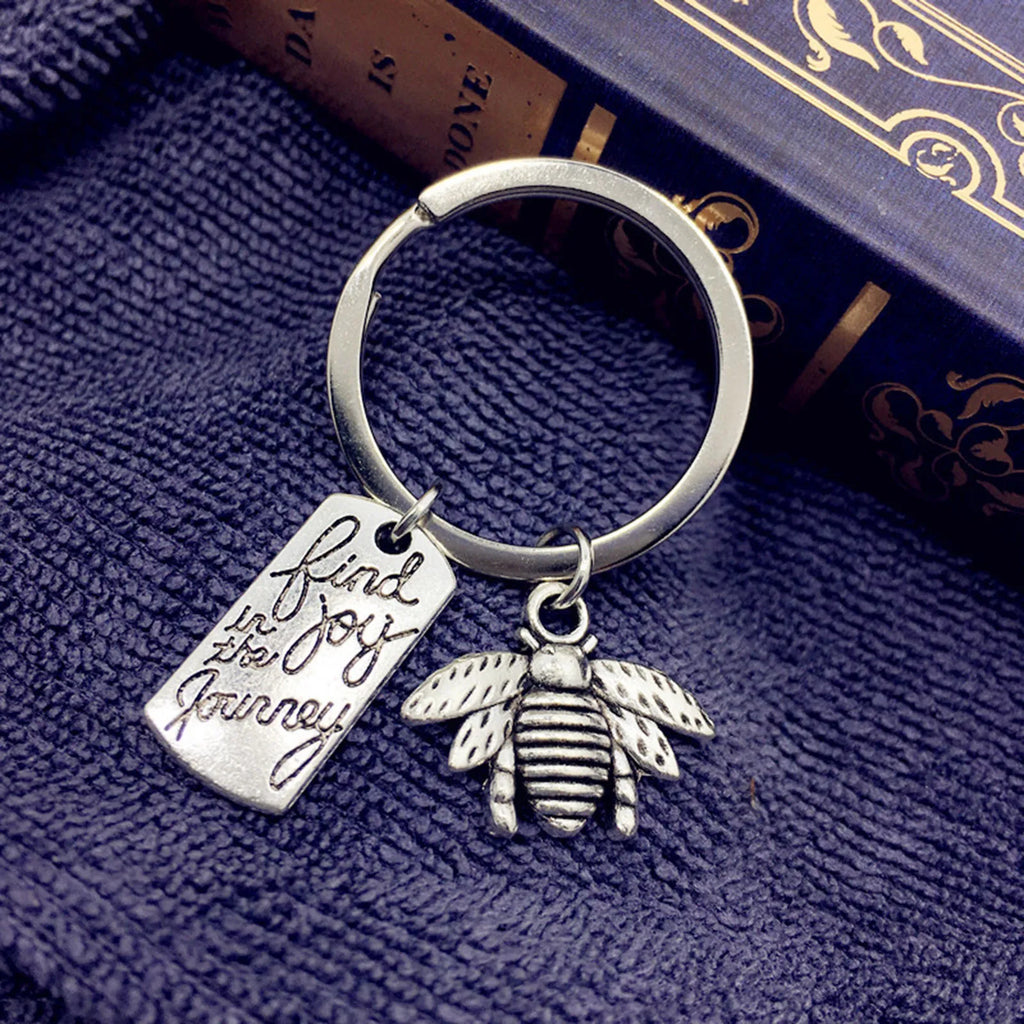 Bee Flower Charm Keychain – Aluminium Alloy Mom Gift Key Ring