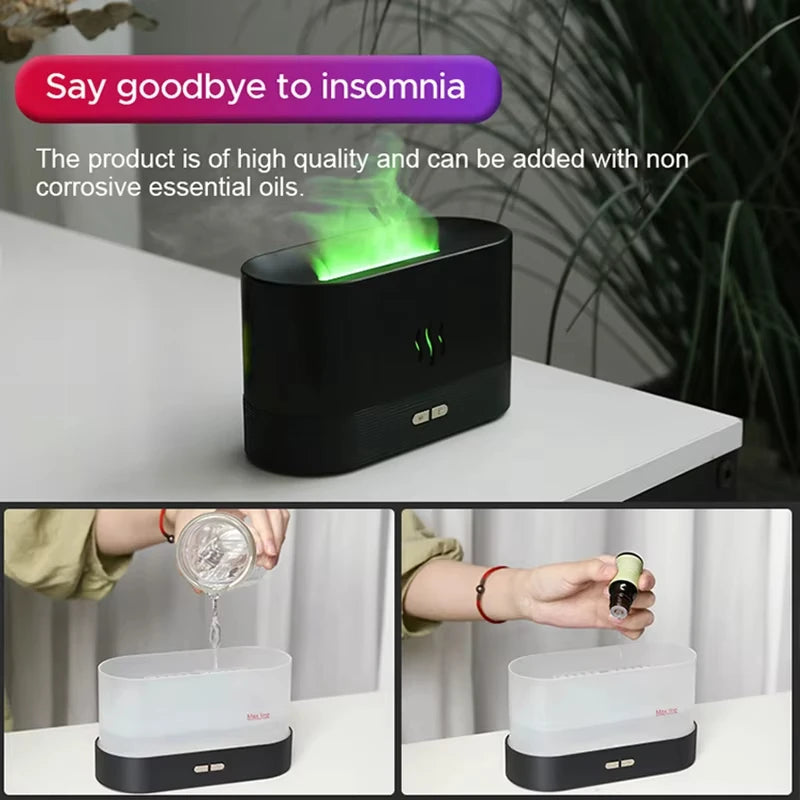 Vissko 180ml Flame Aroma Diffuser Ultrasonic Cool Mist Humidifier