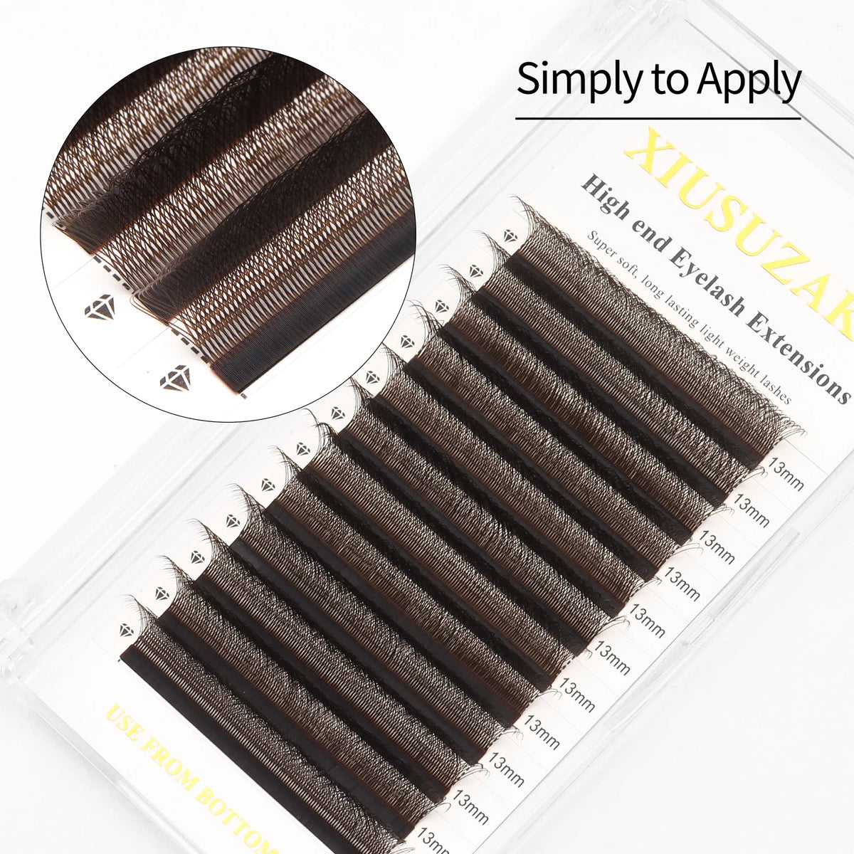 XIUSUZAKI Brown 4D W-Shape Premade Fan Eyelash Extensions
