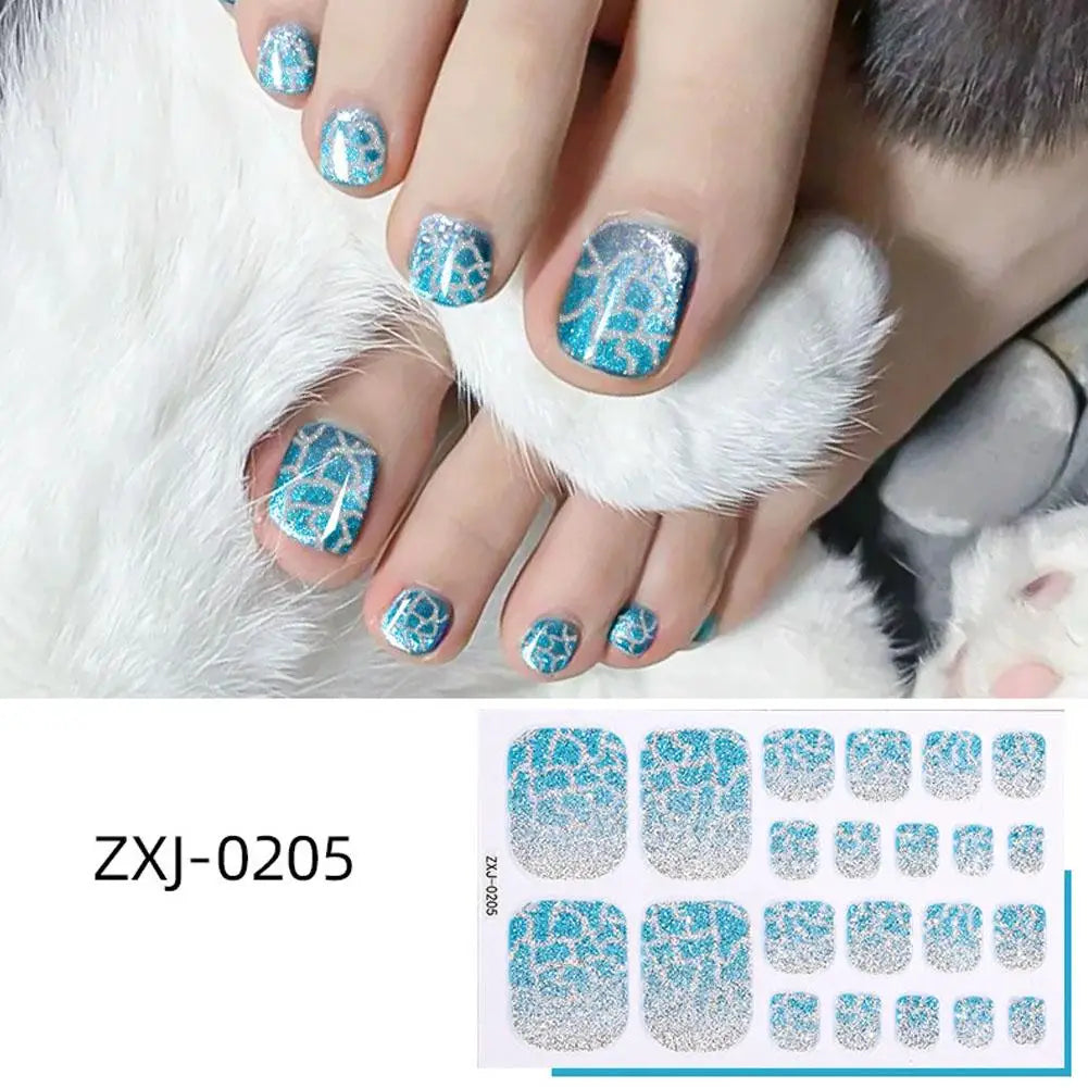 Rainbow Glitter Toenail Stickers – Full Cover Waterproof Wraps