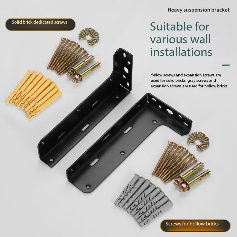 Heavy Duty Metal Wall Shelf Brackets 1 Pair – Black & White