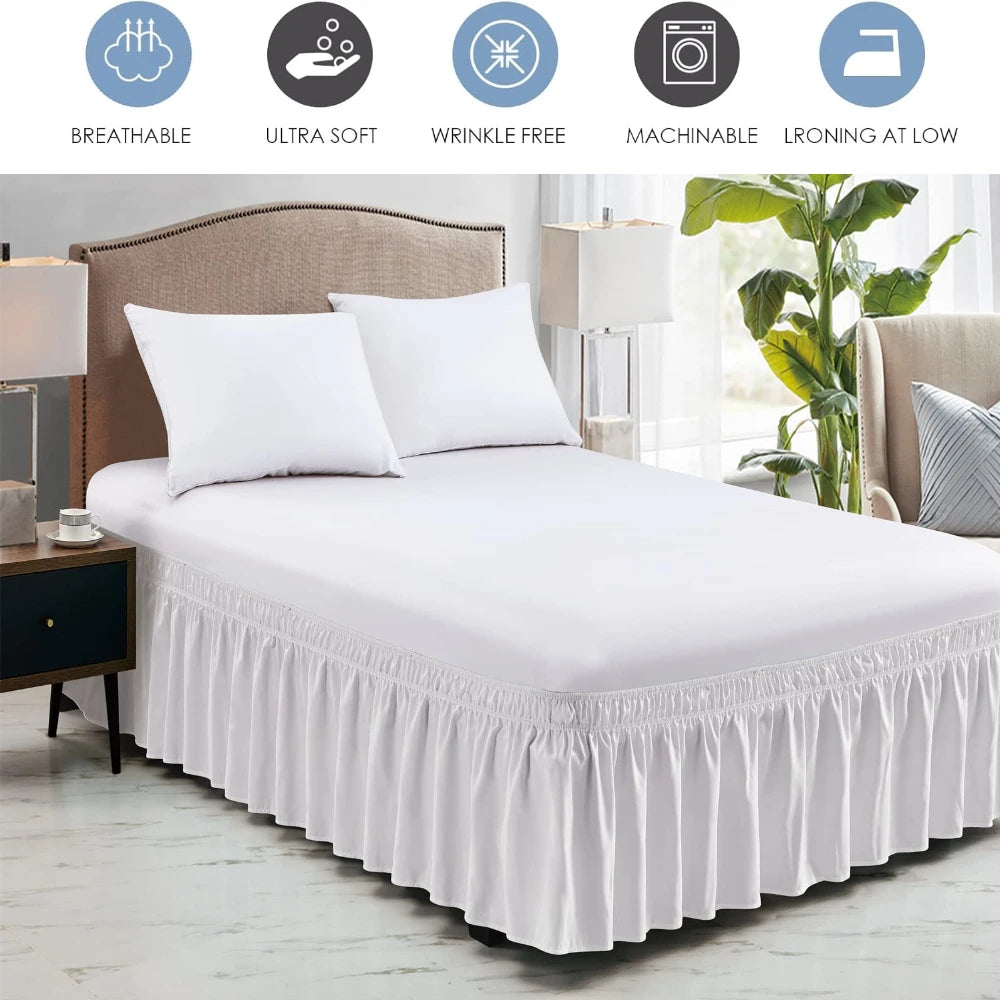 Elastic Wrap Around Bed Skirt – Wrinkle Resistant Dust Ruffle