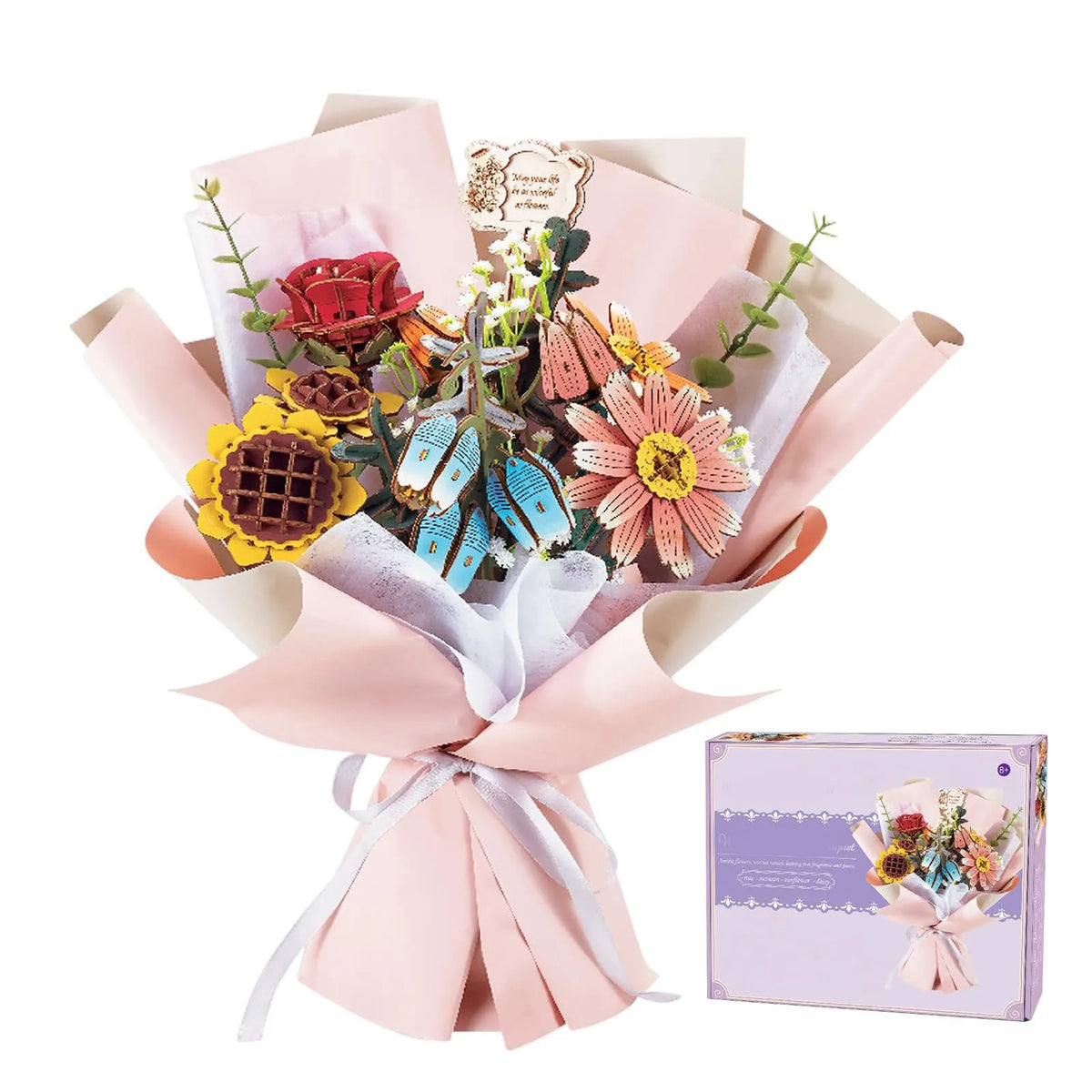 DIY Wooden Flower Bouquet Assembly Set – Handmade Gift