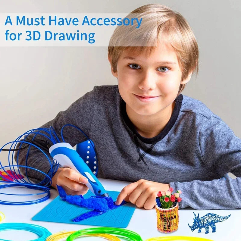 3D Pen Silicone Mat & Drawing Template Pad with Finger Sleeves