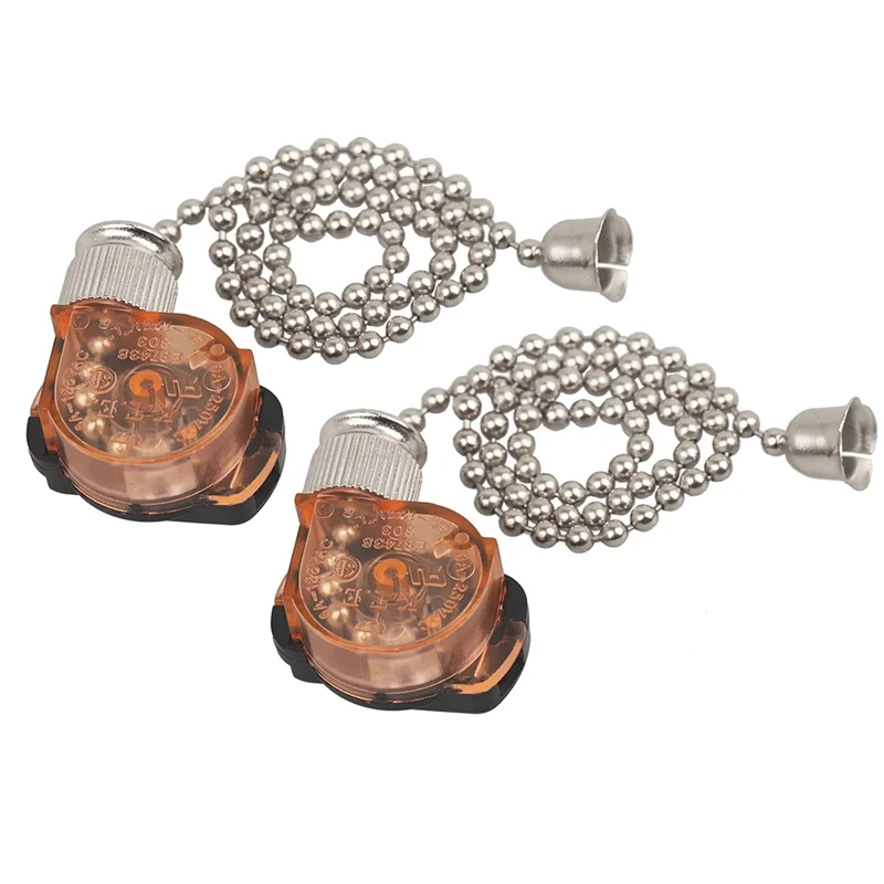 2-Pack Ceiling Fan Light Switch 6A 125VAC + Pull Chains E87438