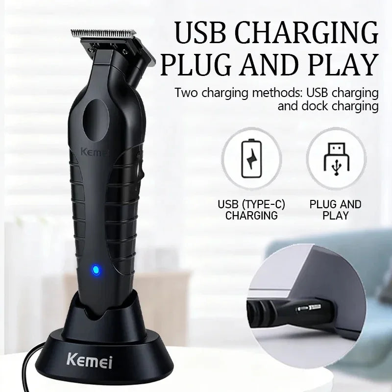 Kemei KM-2299 Cordless Hair Trimmer Clipper with Base