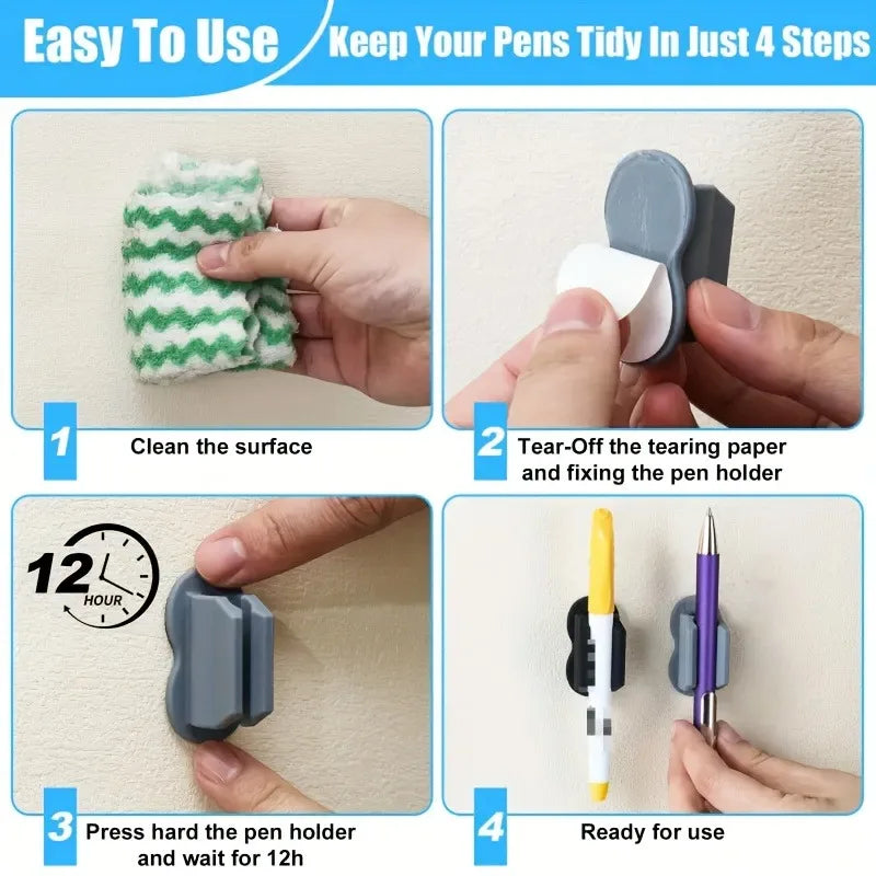 Silicone Adhesive Pen Holders for Desk & Wall – 1/2 Pack