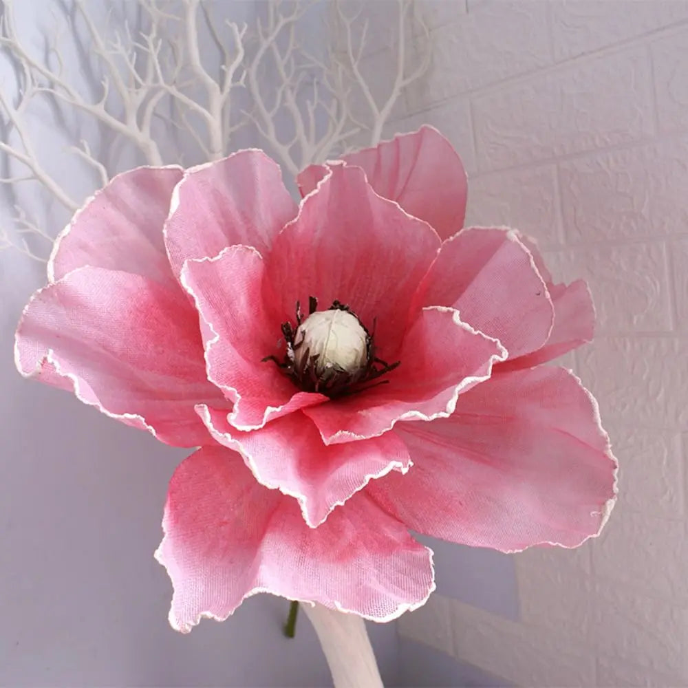 30cm Giant Artificial Poppy Flower – Linen Decor & Photo Prop