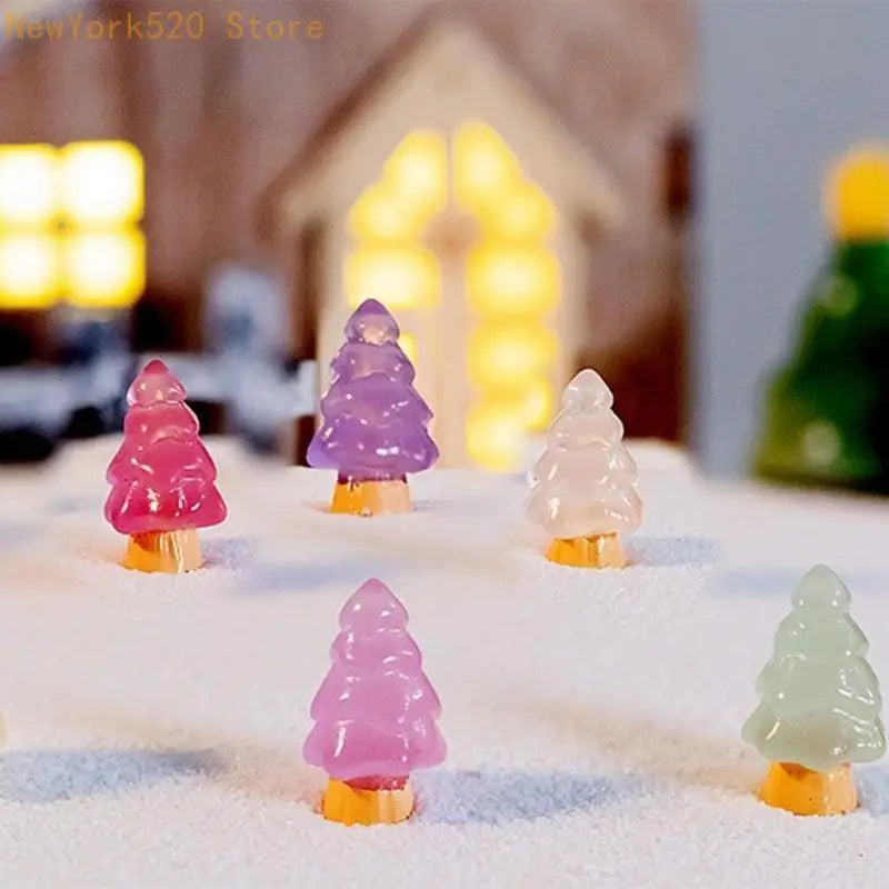 10 Pcs Luminous Christmas Tree Resin Charms for Jewelry Making