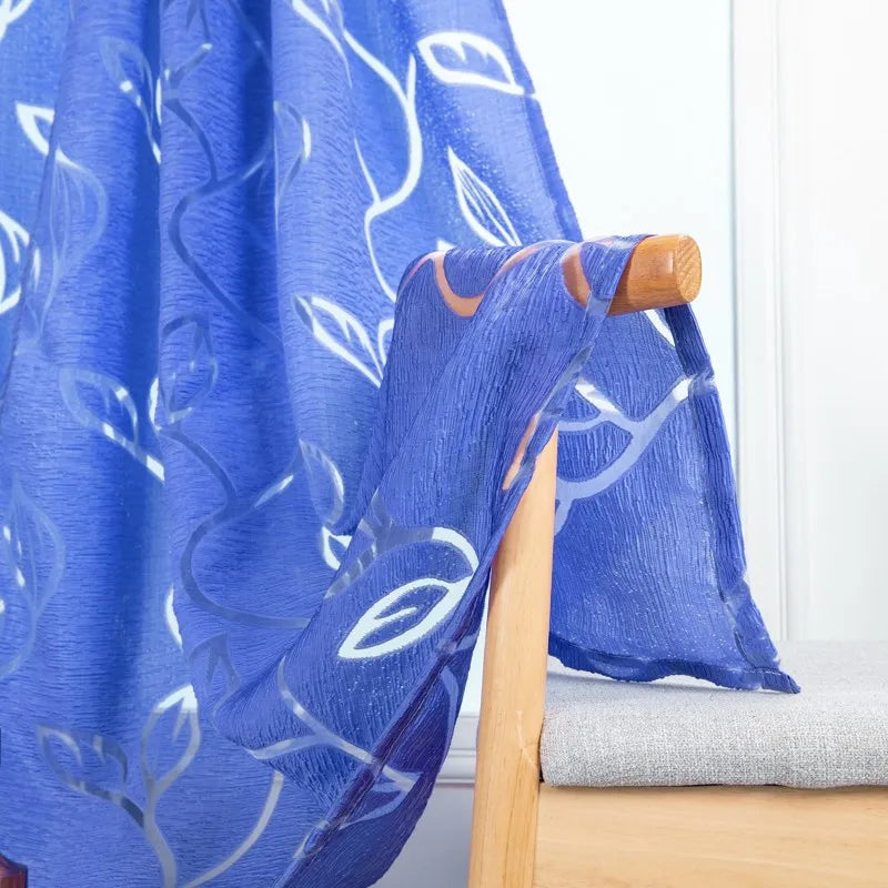 Vines Leaves Sheer Tulle Curtain Panel 100x130cm Polyester
