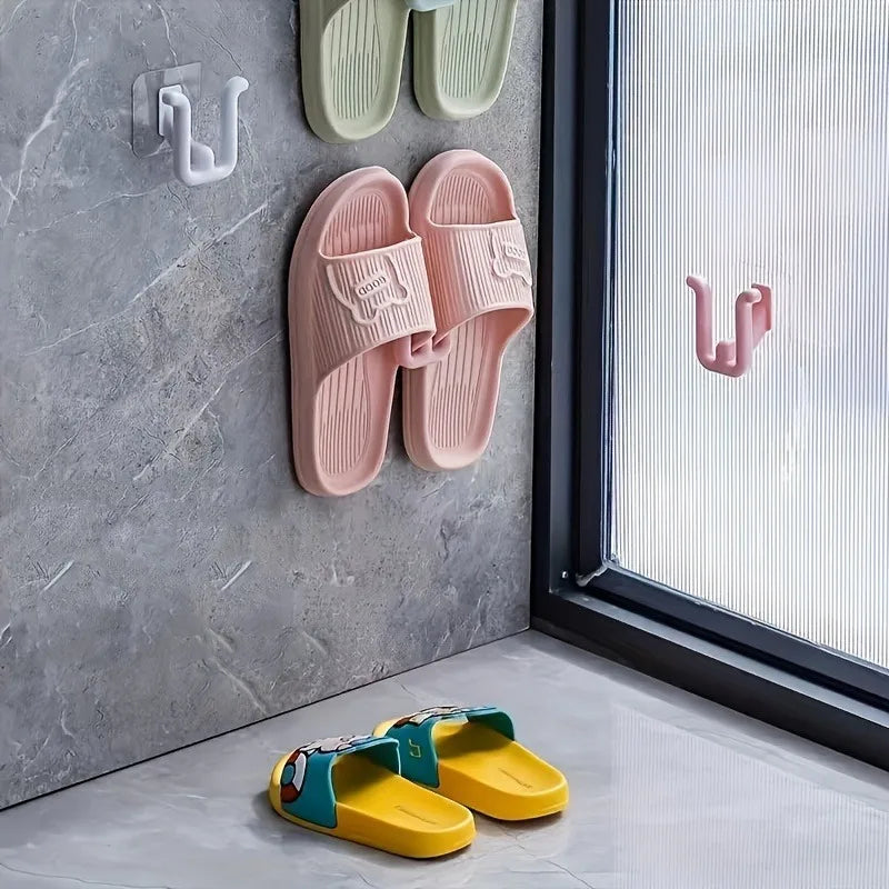 Wall-Mounted Self-Adhesive Shoe Rack with Hooks – 1/2 Pack