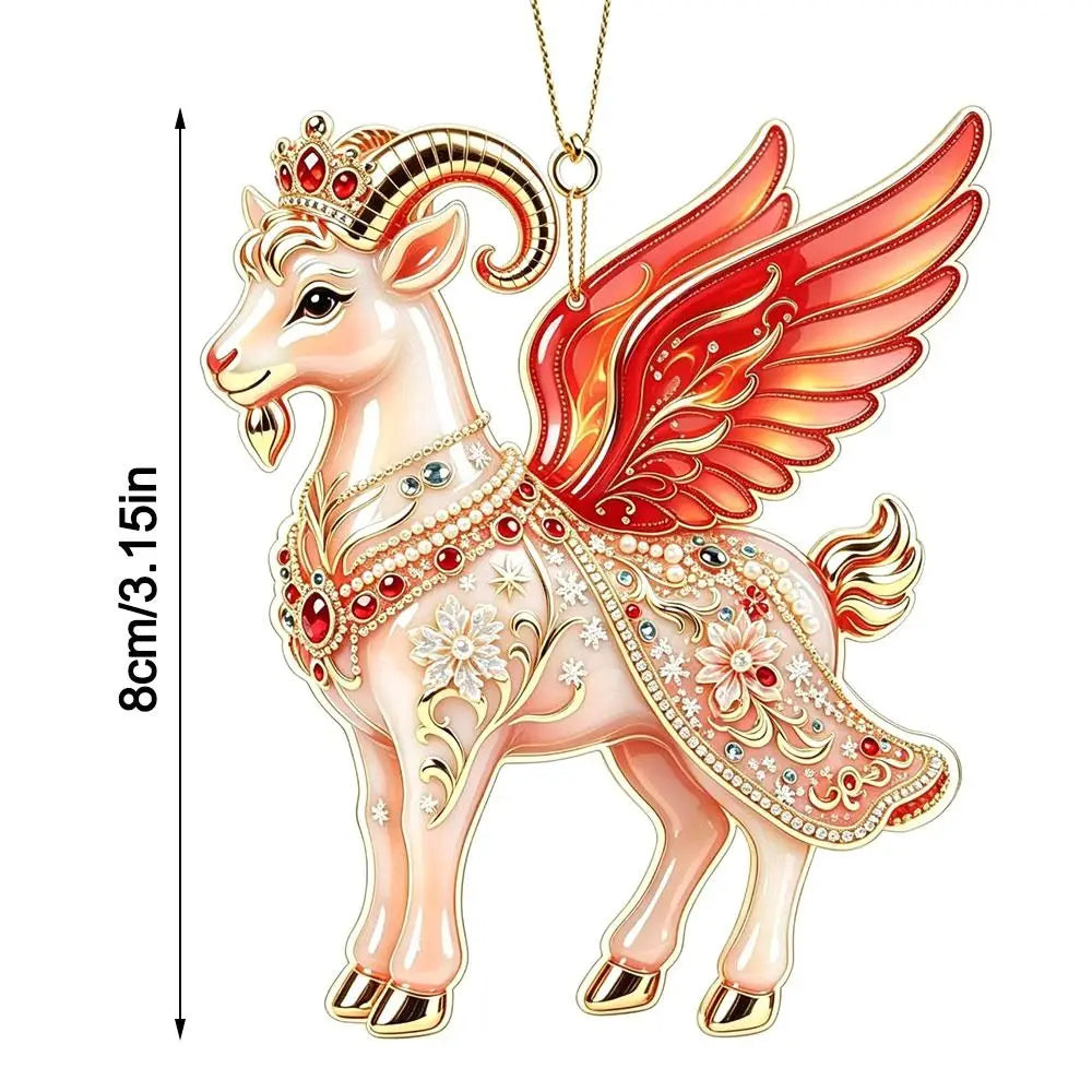 Acrylic Goat Hanging Ornaments with Rhinestones – Set of 3/4/5