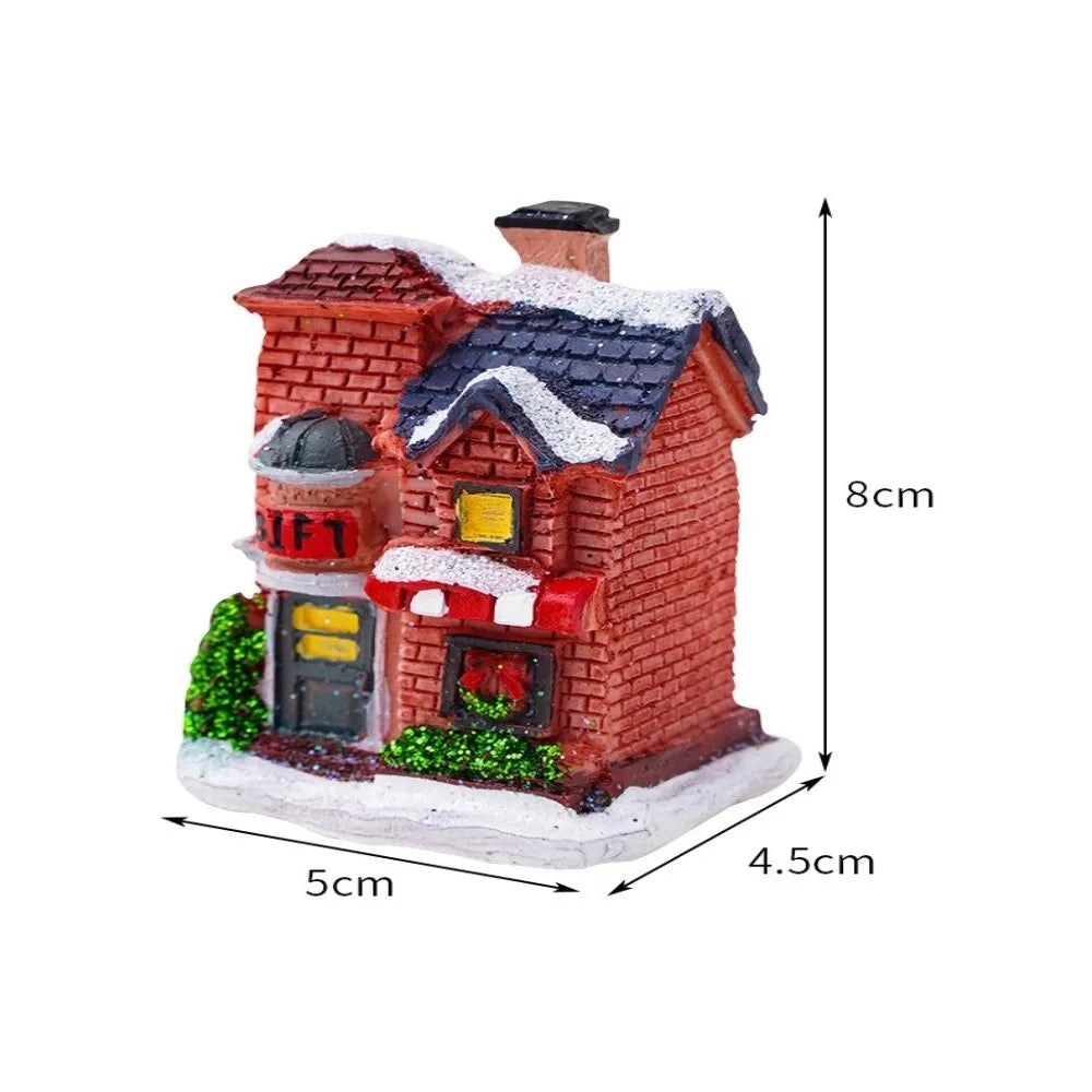 LED Miniature Christmas Light House Resin Winter Village Ornament