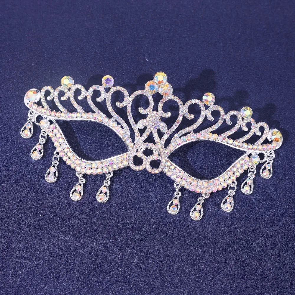 Luxury Rhinestone Masquerade Half Face Mask for Women