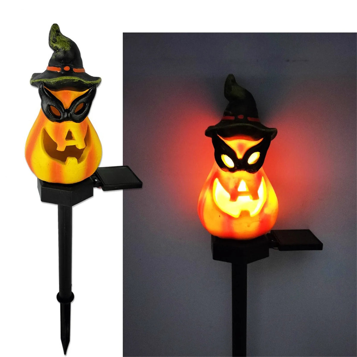 Solar Halloween Pumpkin Stake Lights – Waterproof Garden Décor