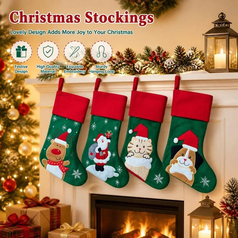 Classic Snowman Christmas Stocking – Embroidered Flannel