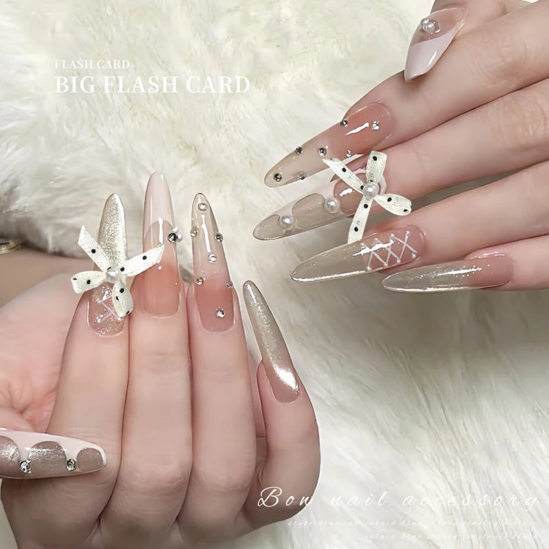 20Pcs Wave Dot Fabric Bow Nail Art Charms – DIY Nail Decor