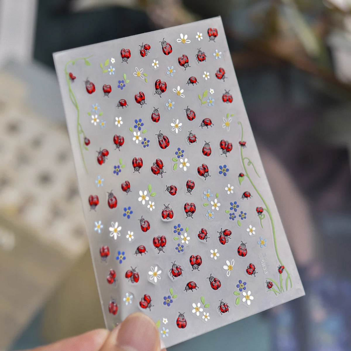 5D Ladybug Nail Art Stickers – Self-Adhesive 3D DIY Decals