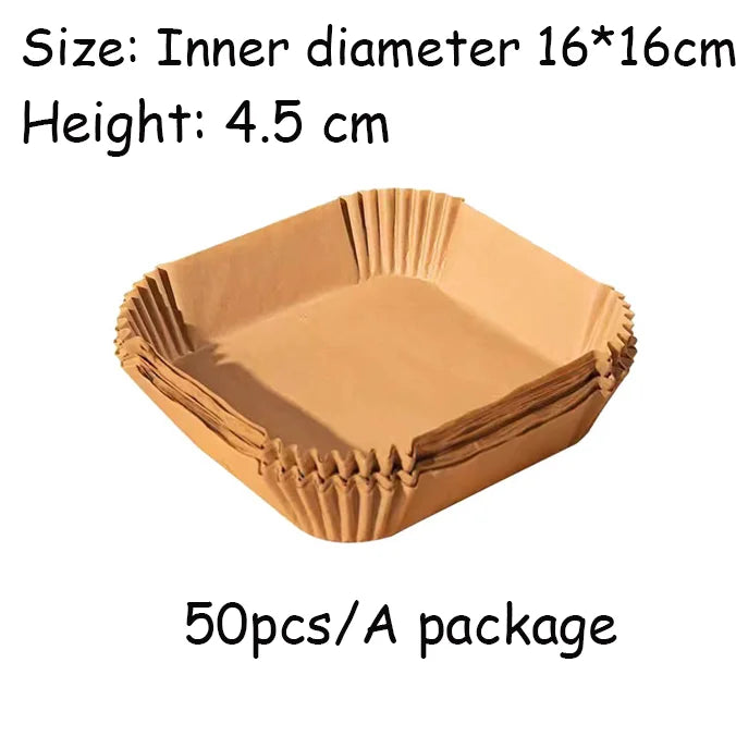 Square Air Fryer Disposable Paper Liners Non-Stick 50Pcs