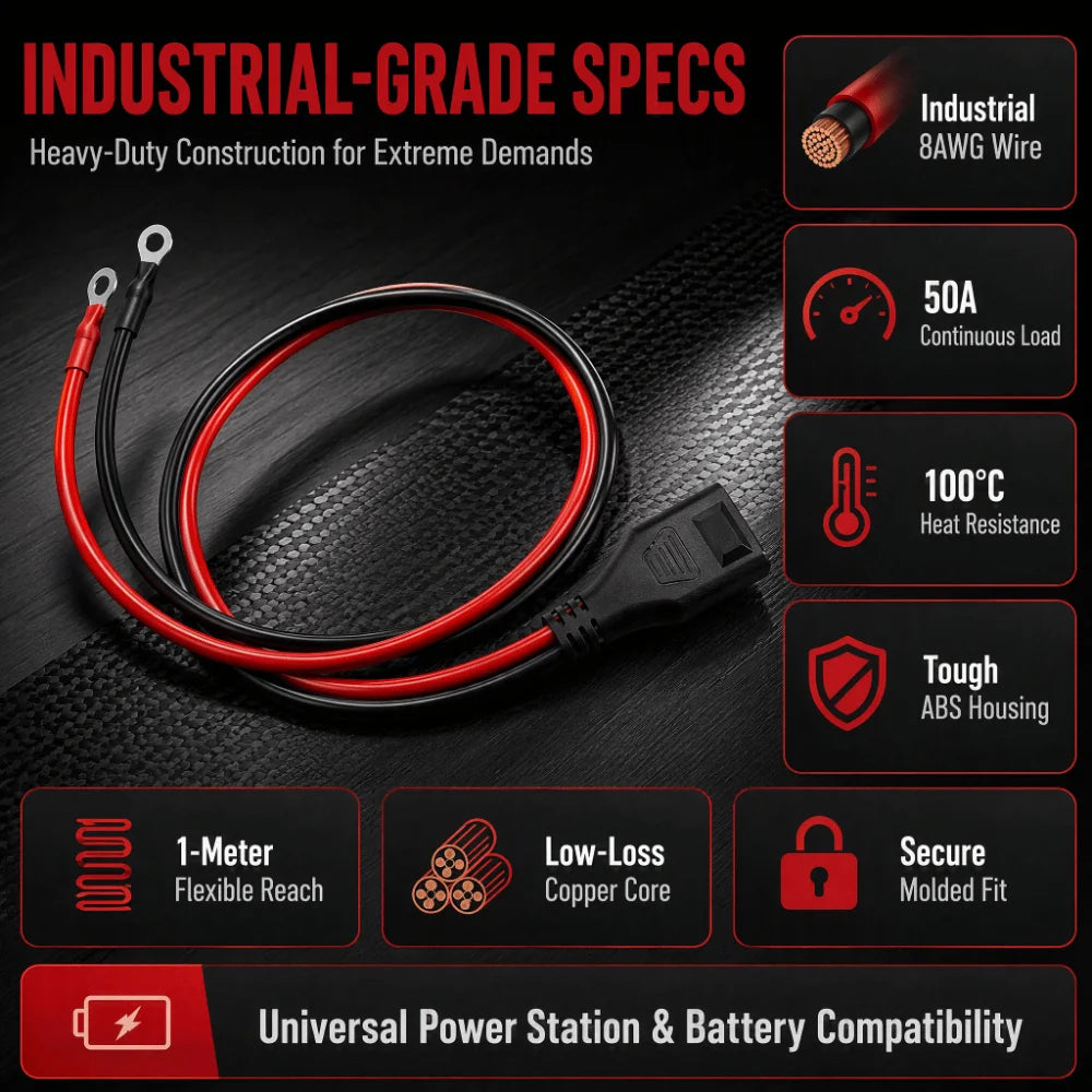 1.5m Battery Expansion Cable 50A 8AWG Power Extension Adapter