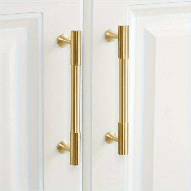 Brushed Gold Aluminum Cabinet Handles & Drawer Pulls