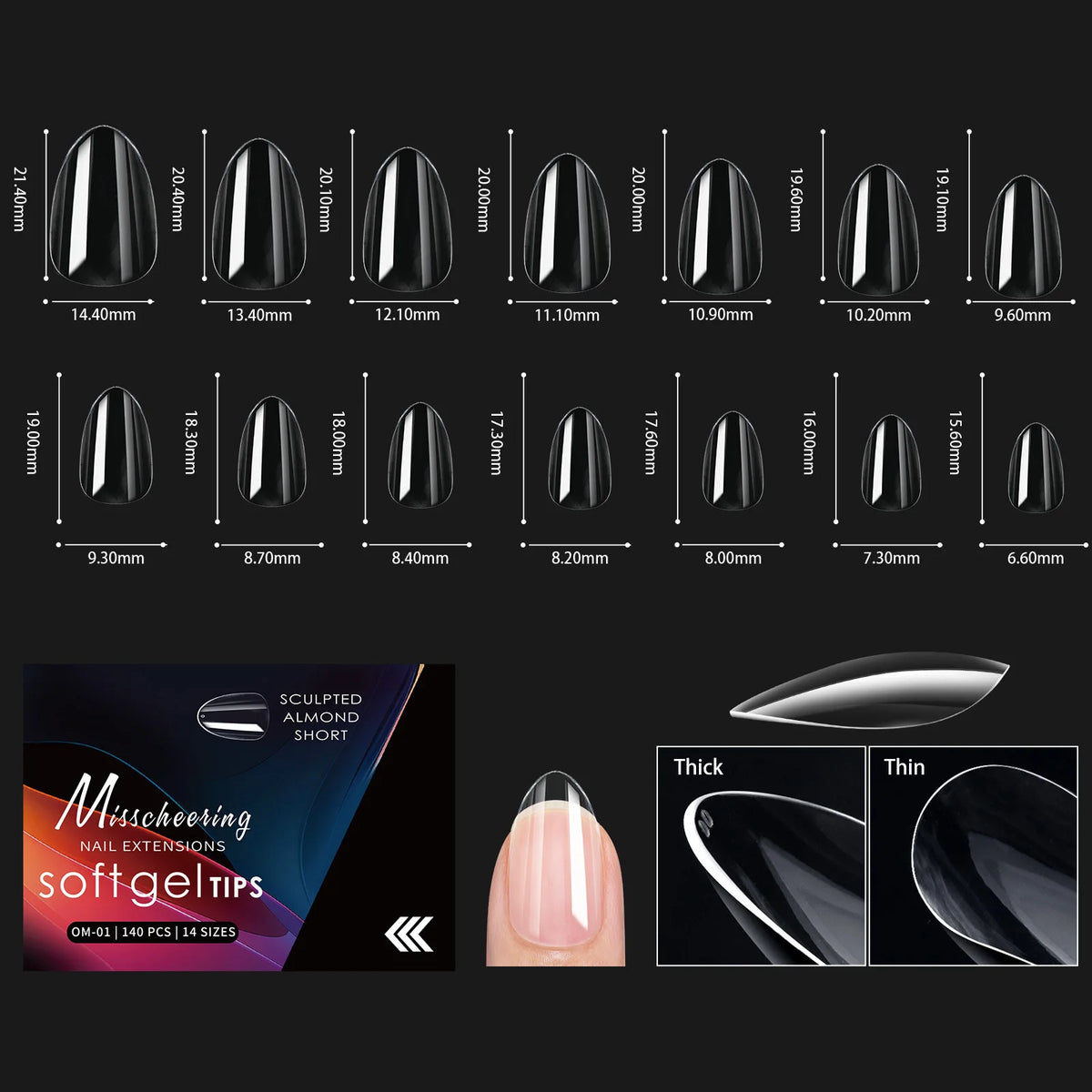 120pcs Clear Soft Gel Nail Tips – 14 Arch Styles Full Cover