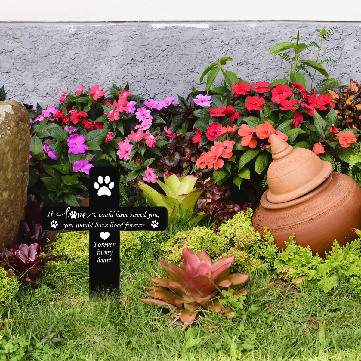 Dog Memorial Garden Stake – Wooden Pet Grave Marker Decor