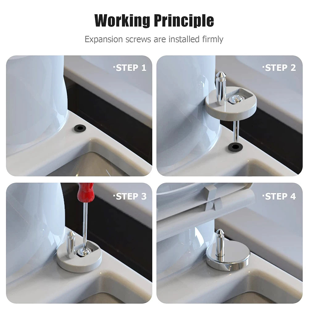 Universal Toilet Seat Bolts & Quick-Release Hinge Fixing Kit
