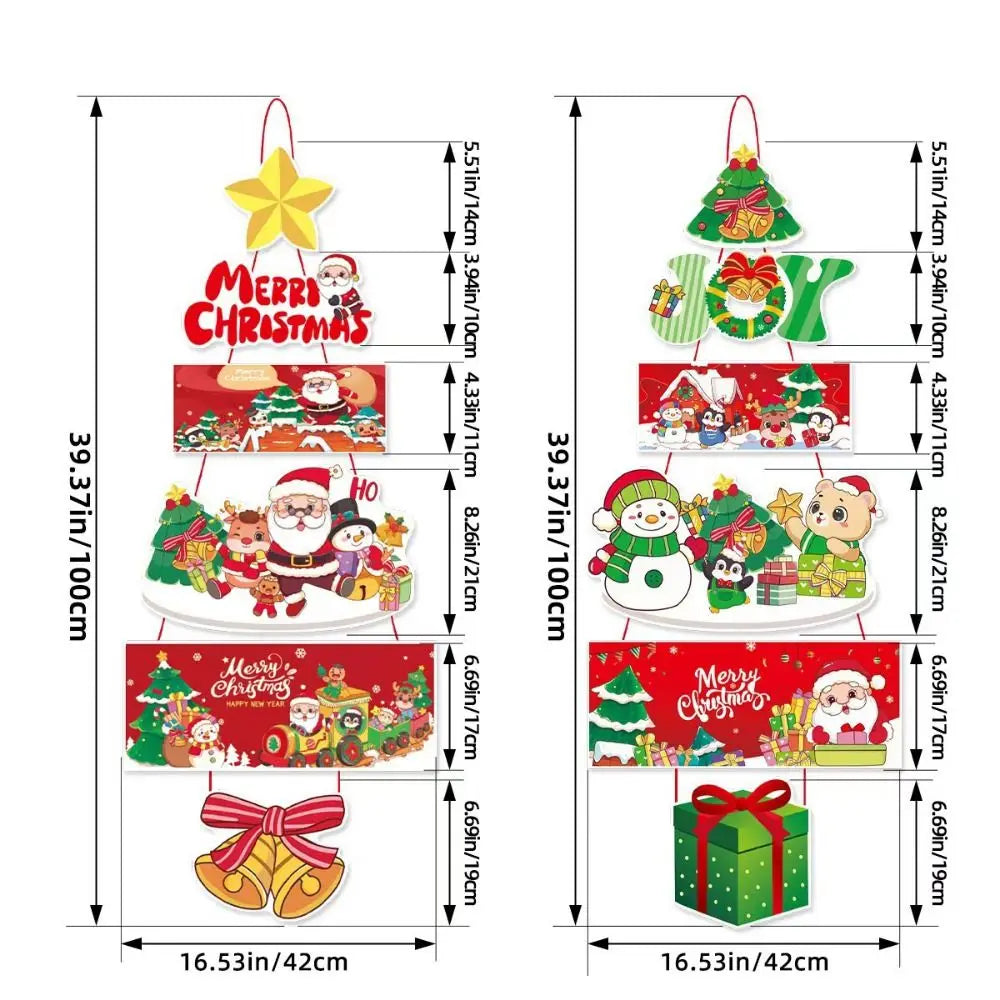 Merry Christmas Door Hanger – Santa Cartoon Xmas Decor