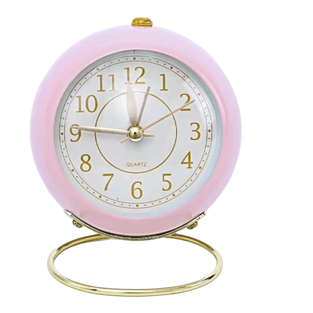 Classic Round Quartz Alarm Clock – Silent Bedside Clock