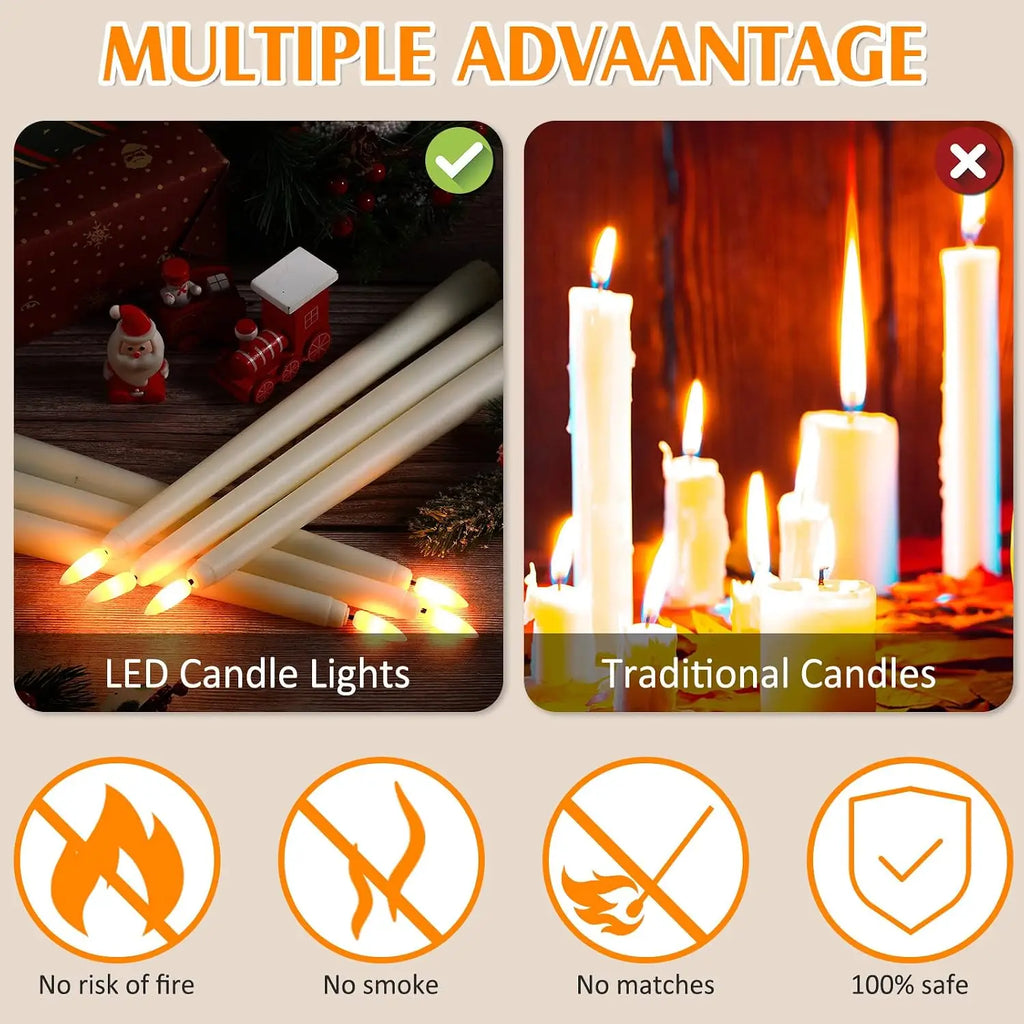 Flameless LED Taper Candles 6/12 Pack with Remote & Timer