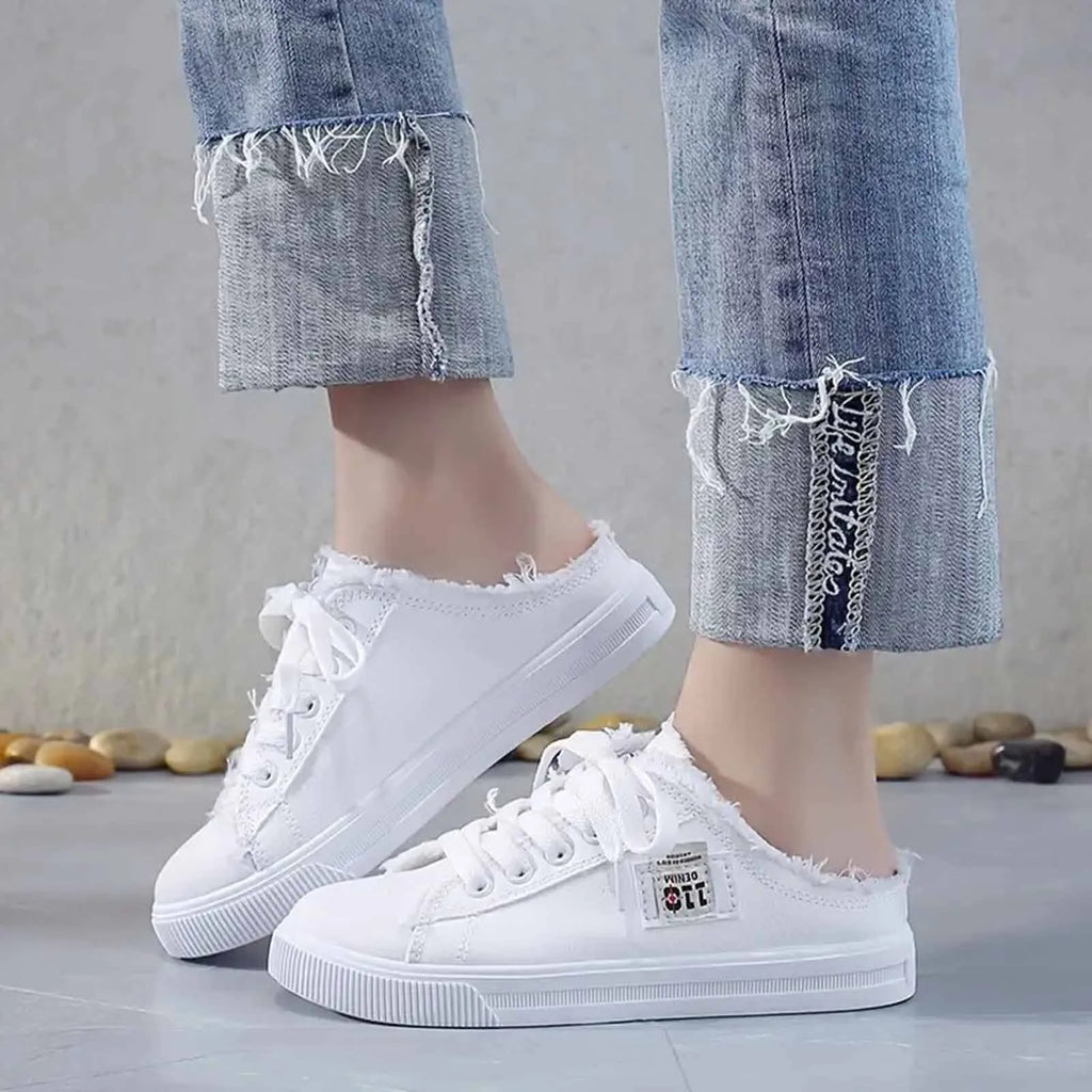 Women's Canvas Slip-On Flat Sneakers – Breathable & Anti-Slip