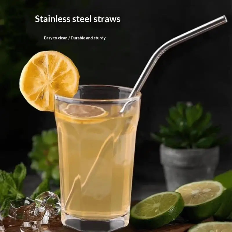 4-Pack Reusable Stainless Steel Straws with Cleaner Brush