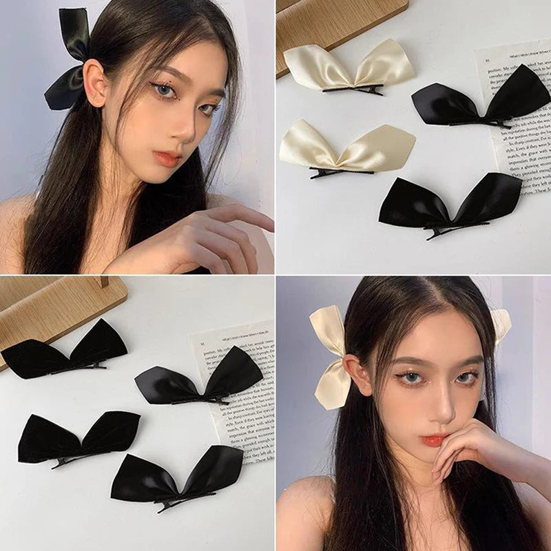 2-Pack Kawaii Bow Hair Clips – Ribbon Barrettes for Girls & Women
