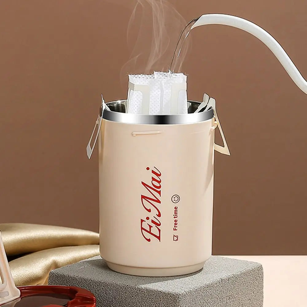 304 Stainless Steel Insulated Coffee Mug 450ml + Folding Spoon