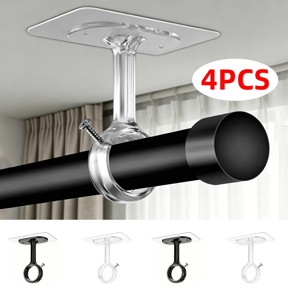 No-Drill Curtain Rod Brackets – Adhesive Ceiling & Wall Hooks