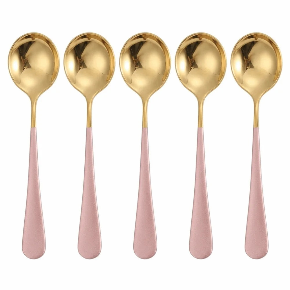 5-Pack 304 Stainless Steel Soup Spoons – Mirror Polish Finish