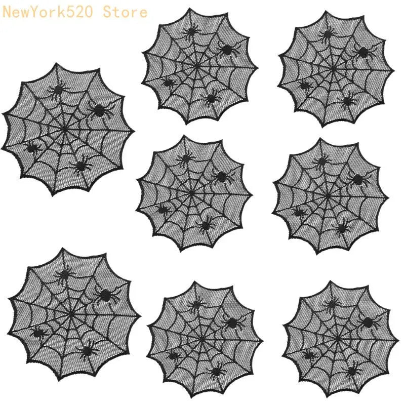 Spider Web Round Lace Placemat – Cobweb Doily Halloween Décor