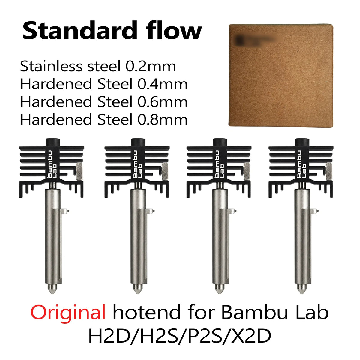 Bambu Lab H2D Hotend Kit – Hardened & Stainless 0.2–0.8mm