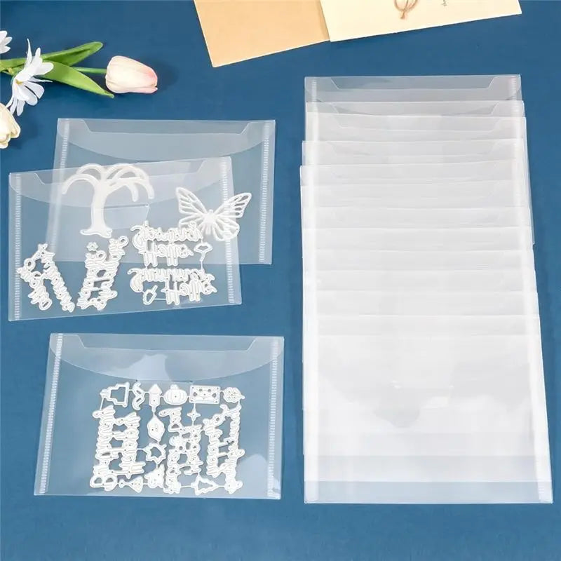 60-Pack Stamp & Die Storage Pockets – Clear Plastic Folders