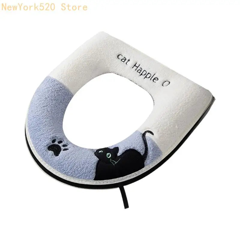 Warm Flannel Toilet Seat Cushion – Plush Non-Slip Cover Pad