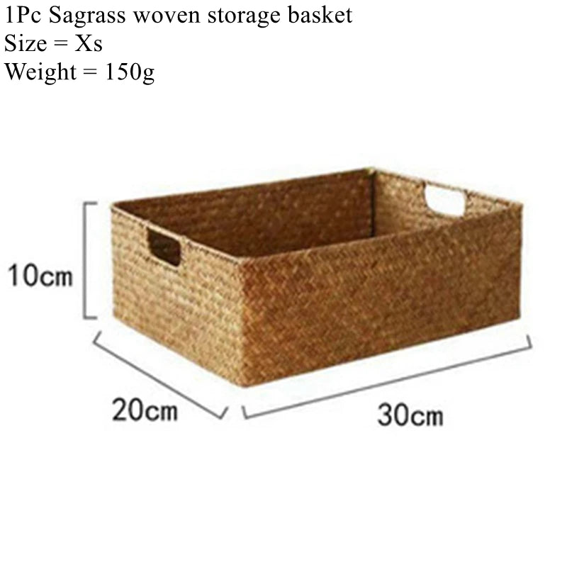 Woven Seagrass Storage Basket – Natural Wicker Rattan Decor