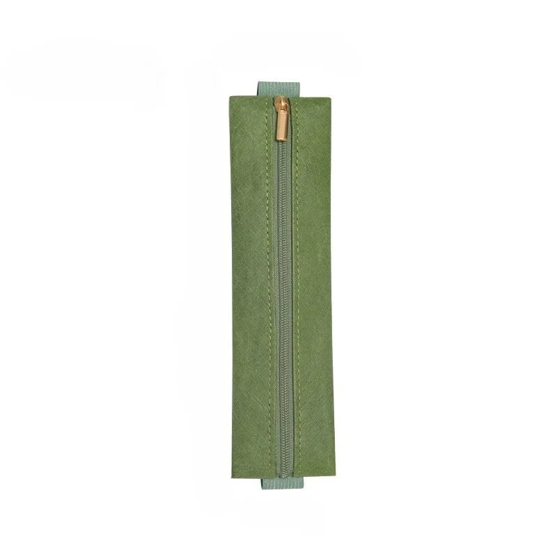 Minimalist PU Leather Pencil Case Zippered Pouch | Office & Travel