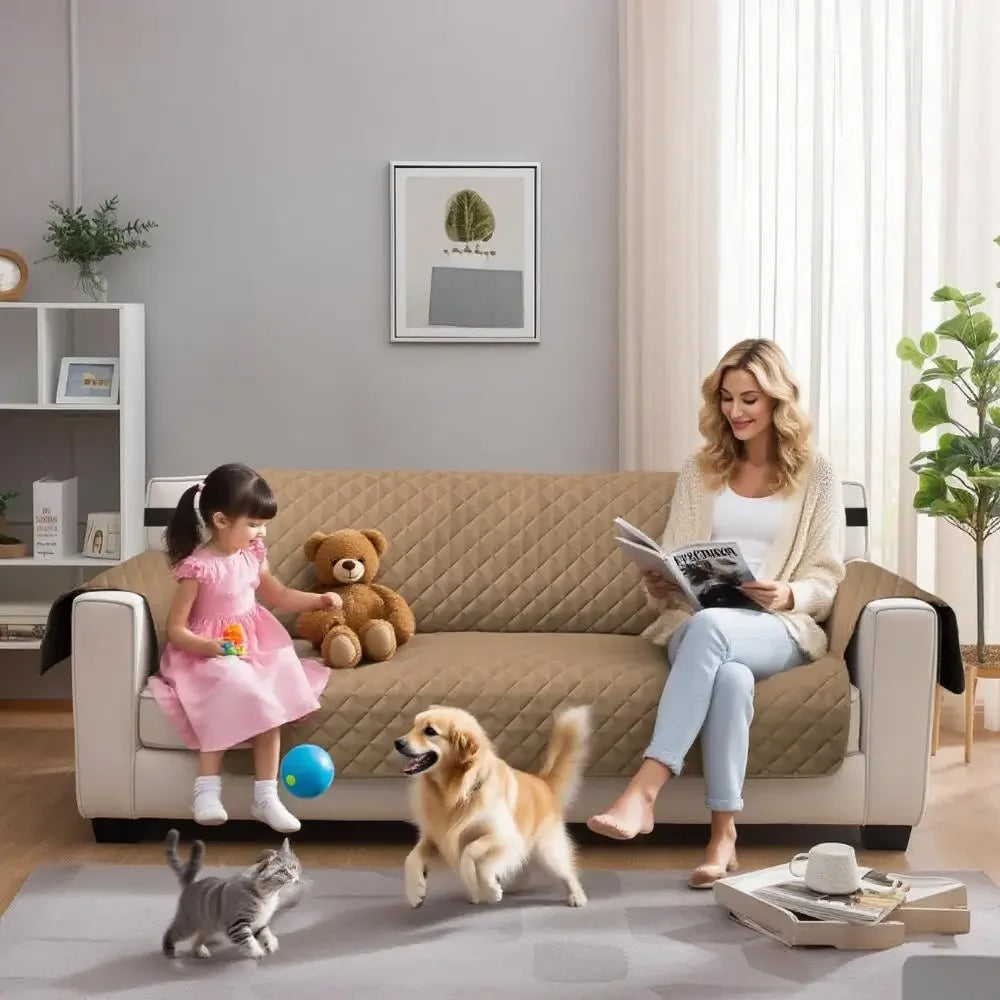 Waterproof Non-Slip Sofa Cover with Elastic Straps | Pet Friendly