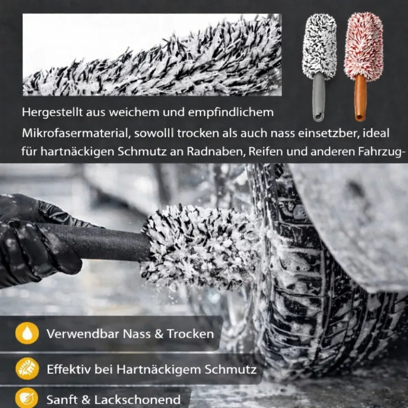 VIBE Wheel Cleaning Brush – Soft Bristle Car Detailing Tool